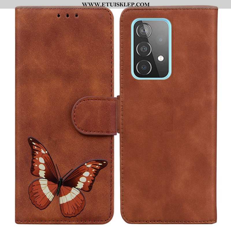 Etui Folio do Samsung Galaxy A52 4G / A52 5G / A52s 5G Motyl Dotykający Skóry